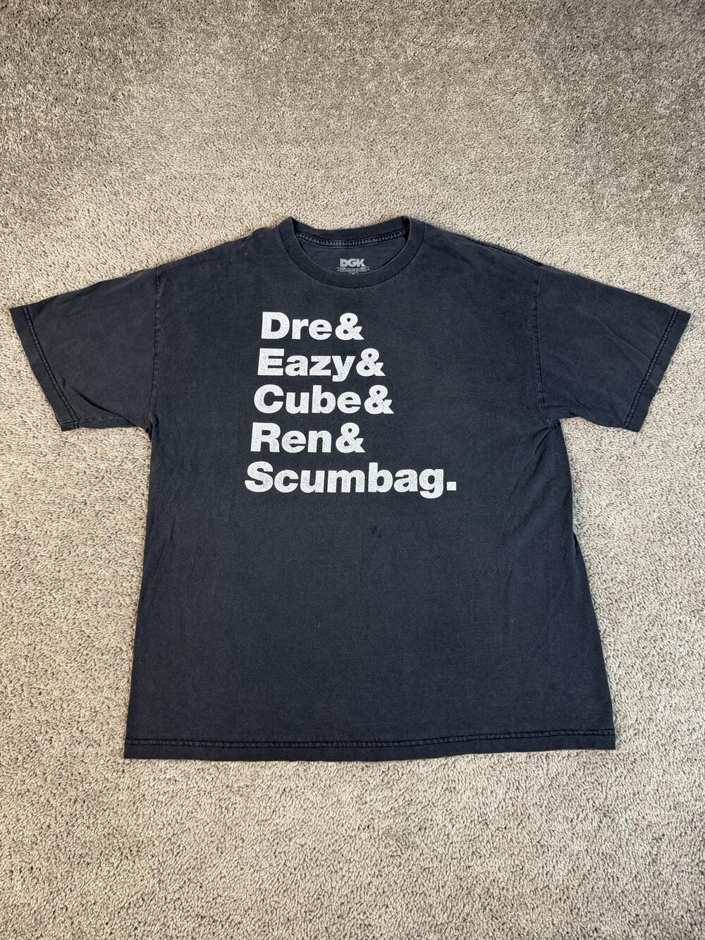 DGK Shirt Mens XL Black NWA Dre Eazy Cube Ren Scumbag Graphic Crew Neck Tagless